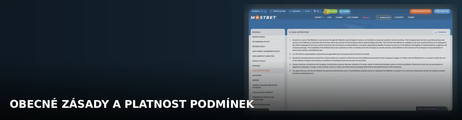 Mostbet - podminky
