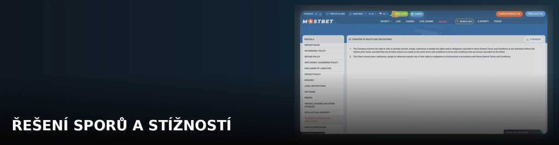 Mostbet - podminky