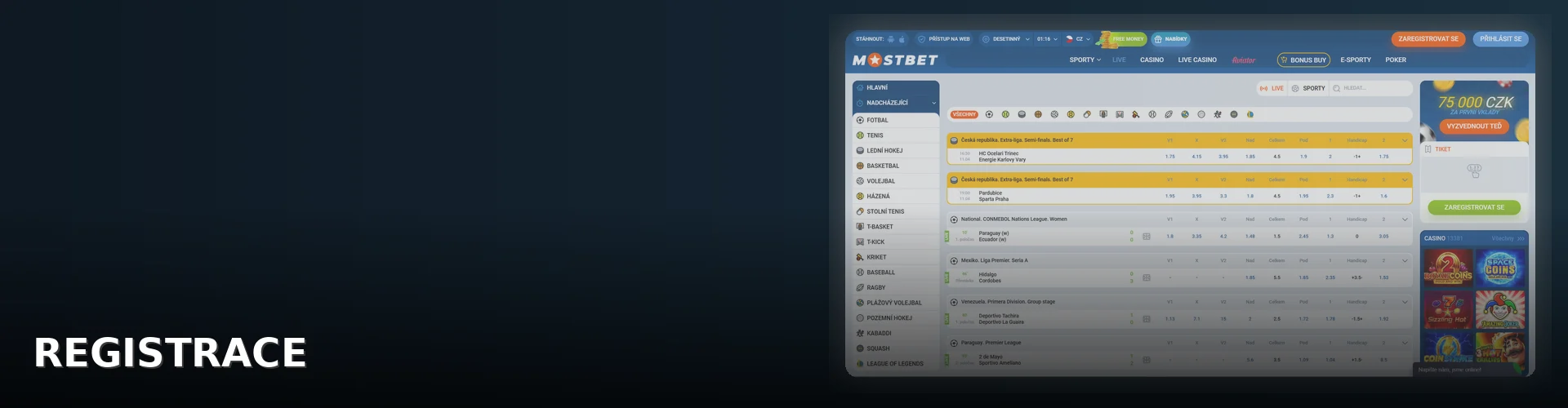 Mostbet - registrace