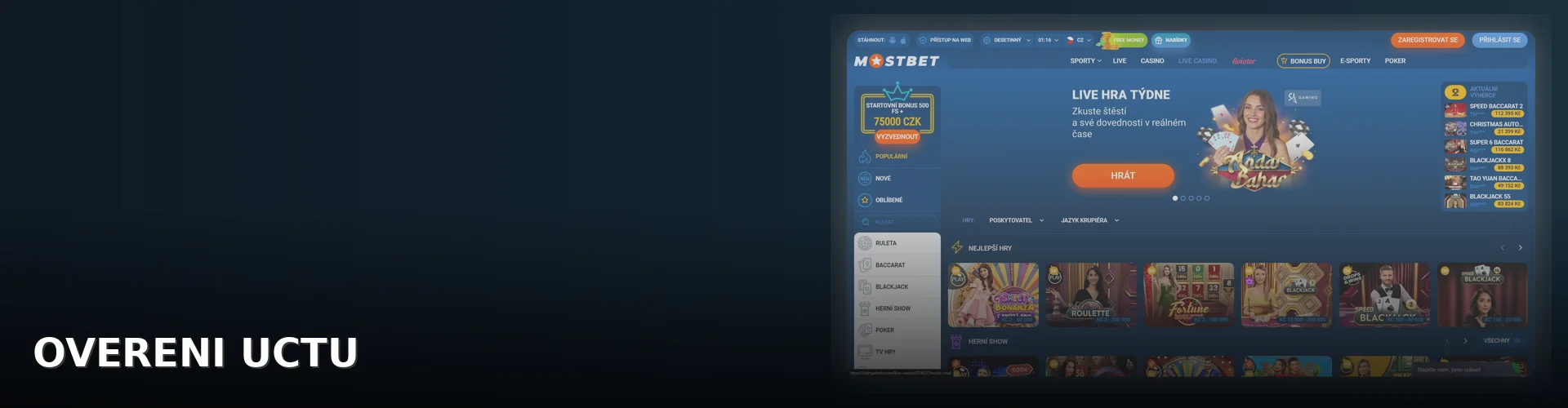 Mostbet - registrace