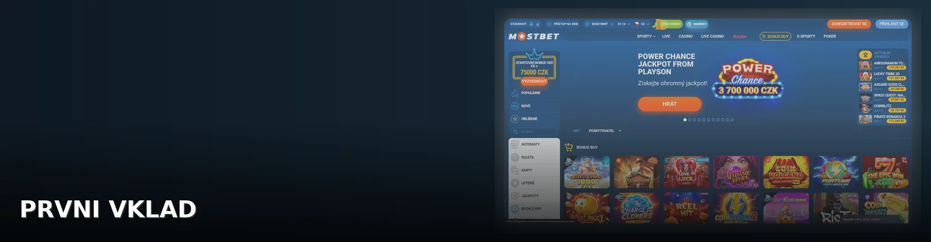 Mostbet - registrace