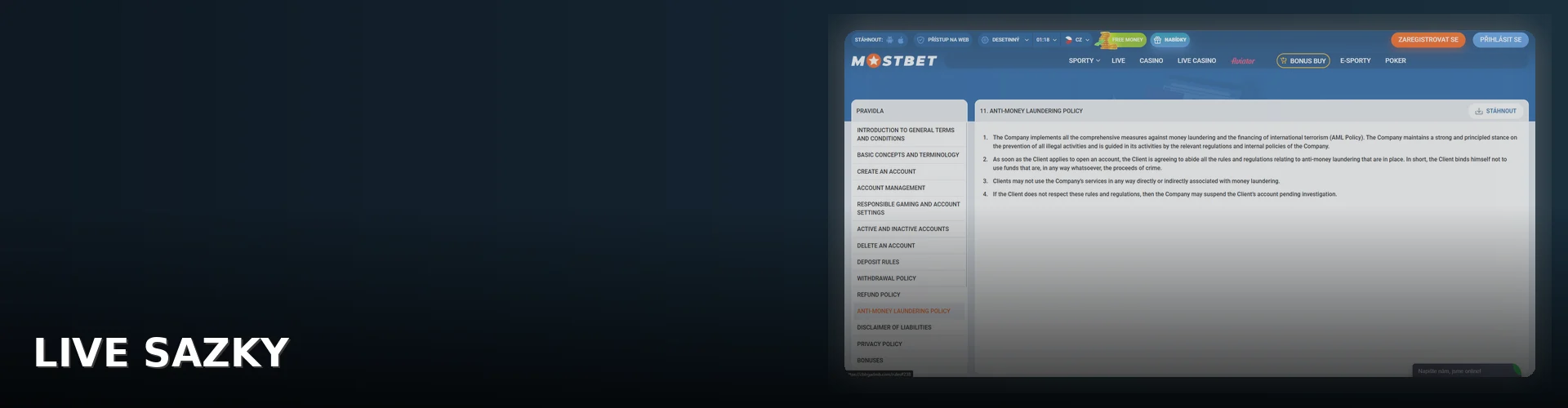 Mostbet sportovni sazky