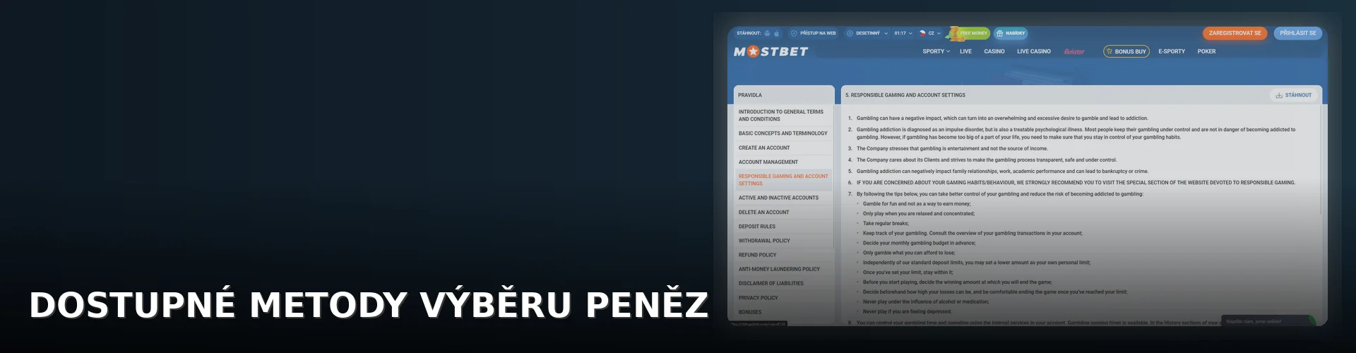 Mostbet - vyber_penez